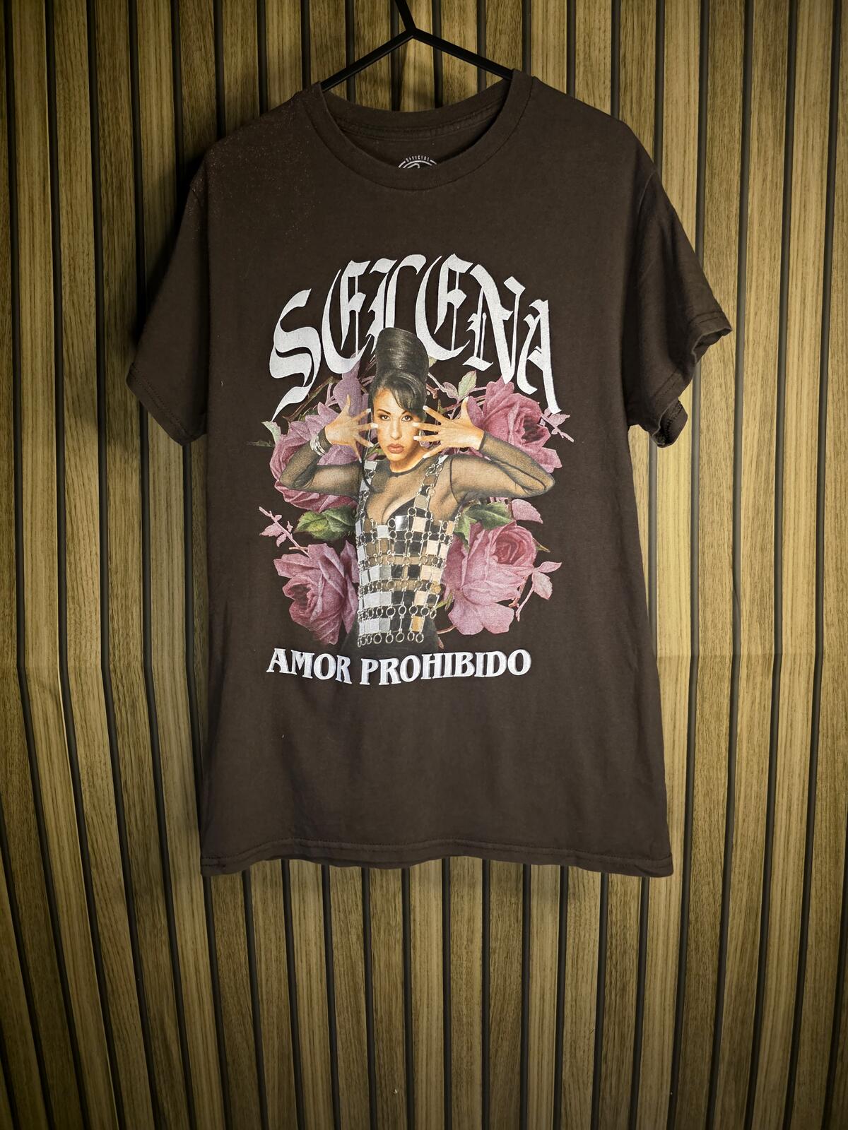 Selena Amor Prohibido Graphic T-Shirt Brown Small