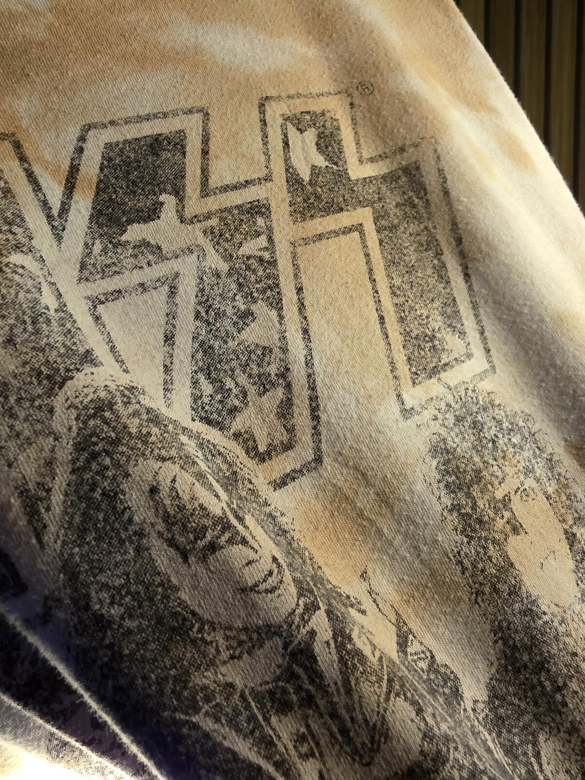 KISS Band Tie-Dye Graphic T-Shirt Beige Brown Medium