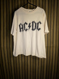 AC/DC Band Logo Graphic T-Shirt Cream Medium Oversized/Cropped