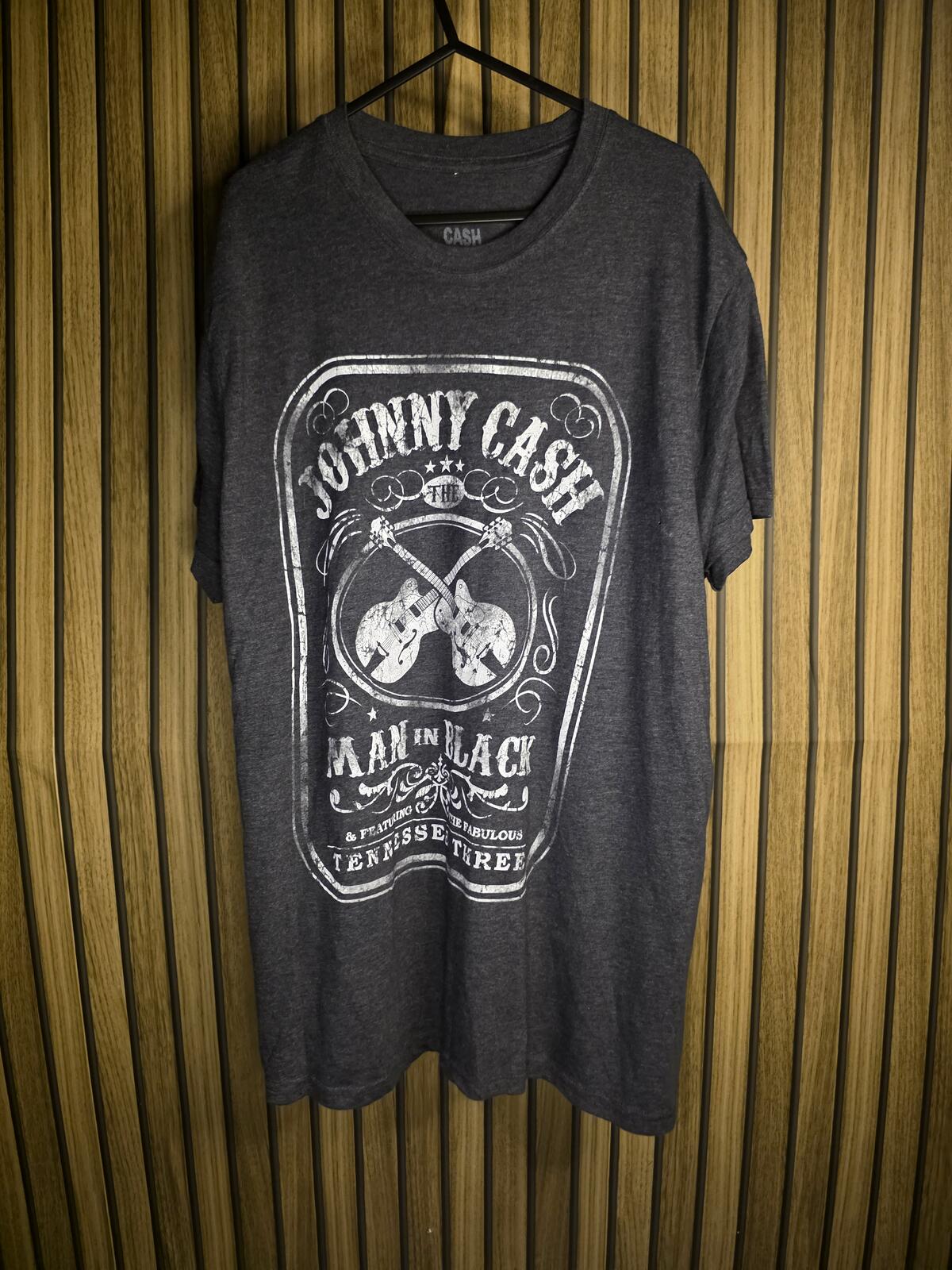 Johnny Cash Man in Black Graphic T-Shirt Charcoal Grey XL