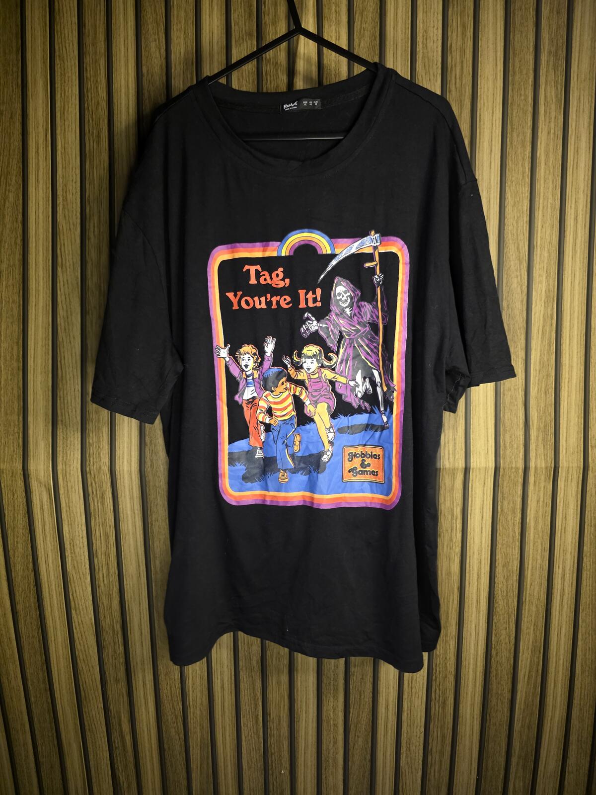 Romwe Tag You're It Graphic T-Shirt Black XL