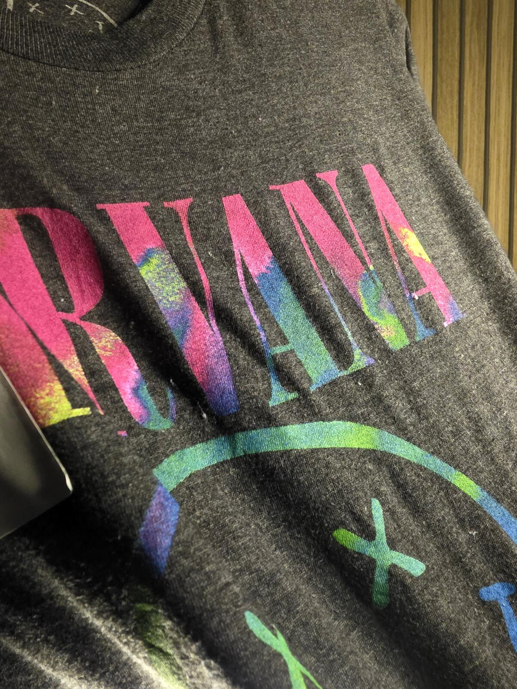 Nirvana Smiley Face Graphic T-Shirt Multicolour Print Grey Size S