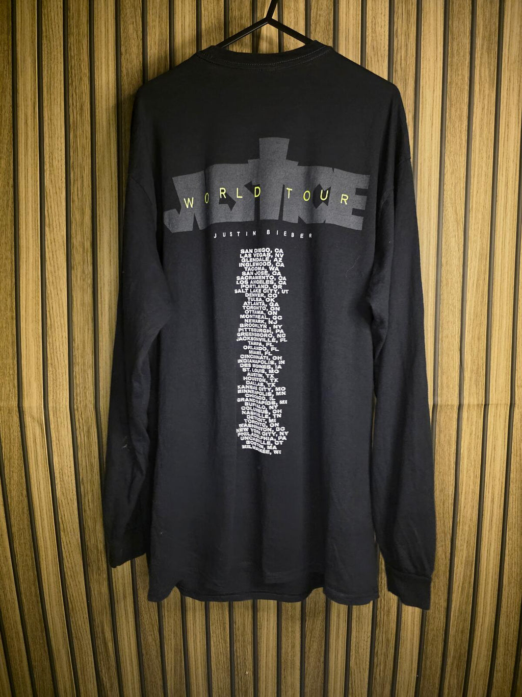 Justin Bieber Long Sleeve Graphic T-Shirt Black Large