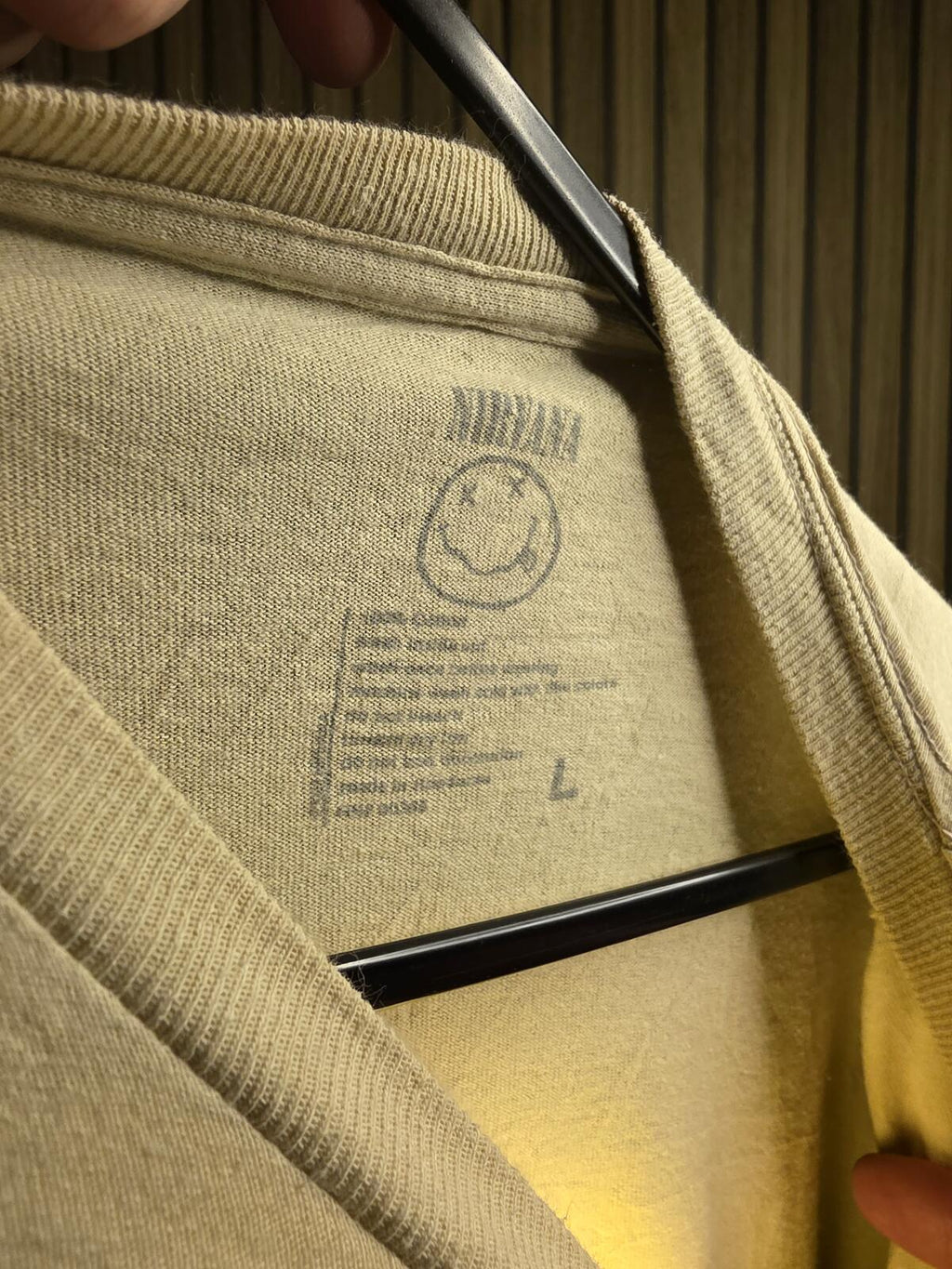 Nirvana Smiley Face Graphic T-shirt Yellow Cream Large