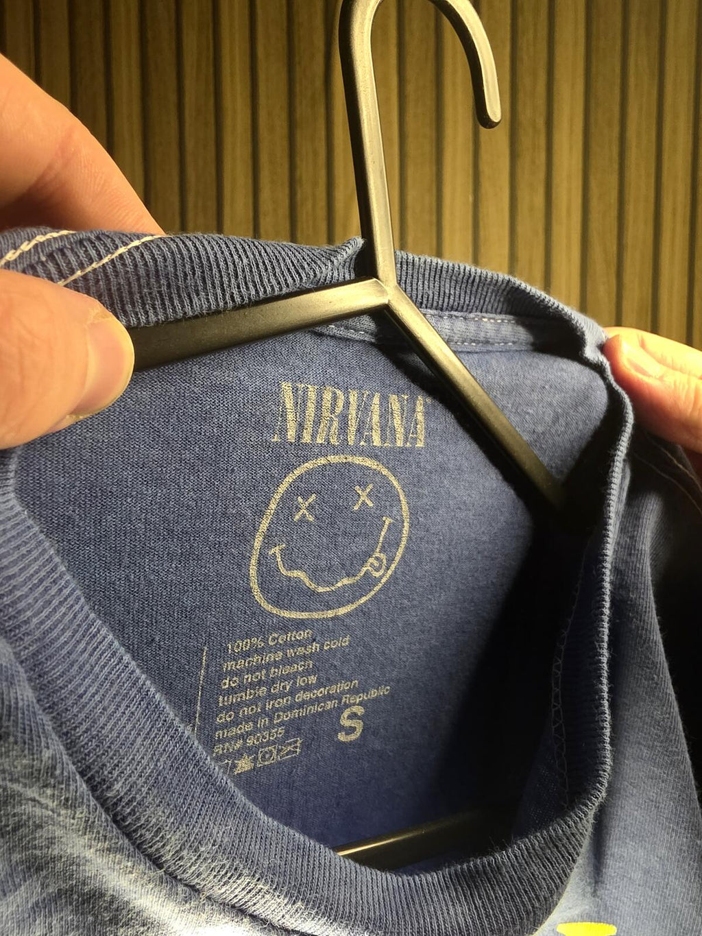 Nirvana Smiley Face Graphic T-Shirt Blue Small