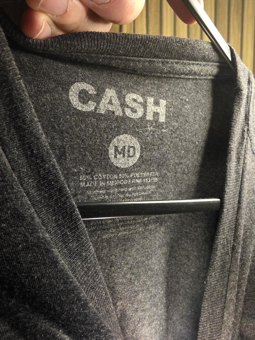 Cash Johnny Cash Man in Black Graphic T-Shirt Charcoal Grey Medium