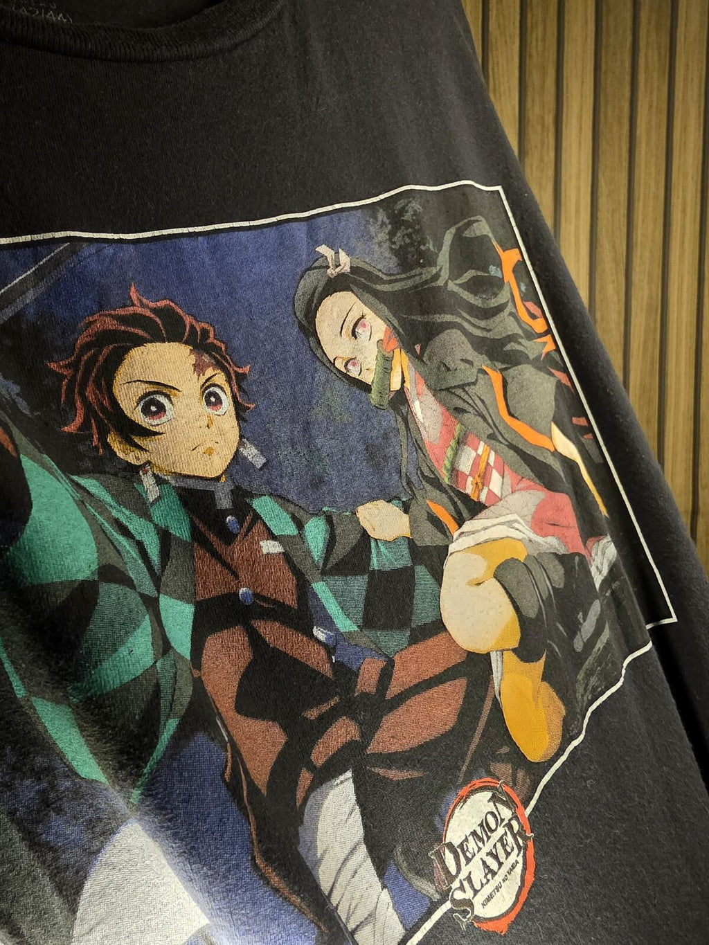 Demon Slayer Graphic T-Shirt Black Large Anime Print
