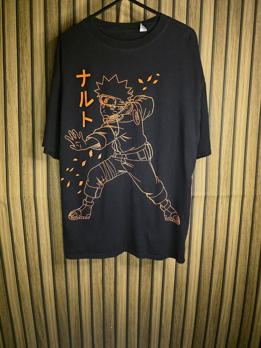 Naruto T-Shirt Black Orange Print Medium