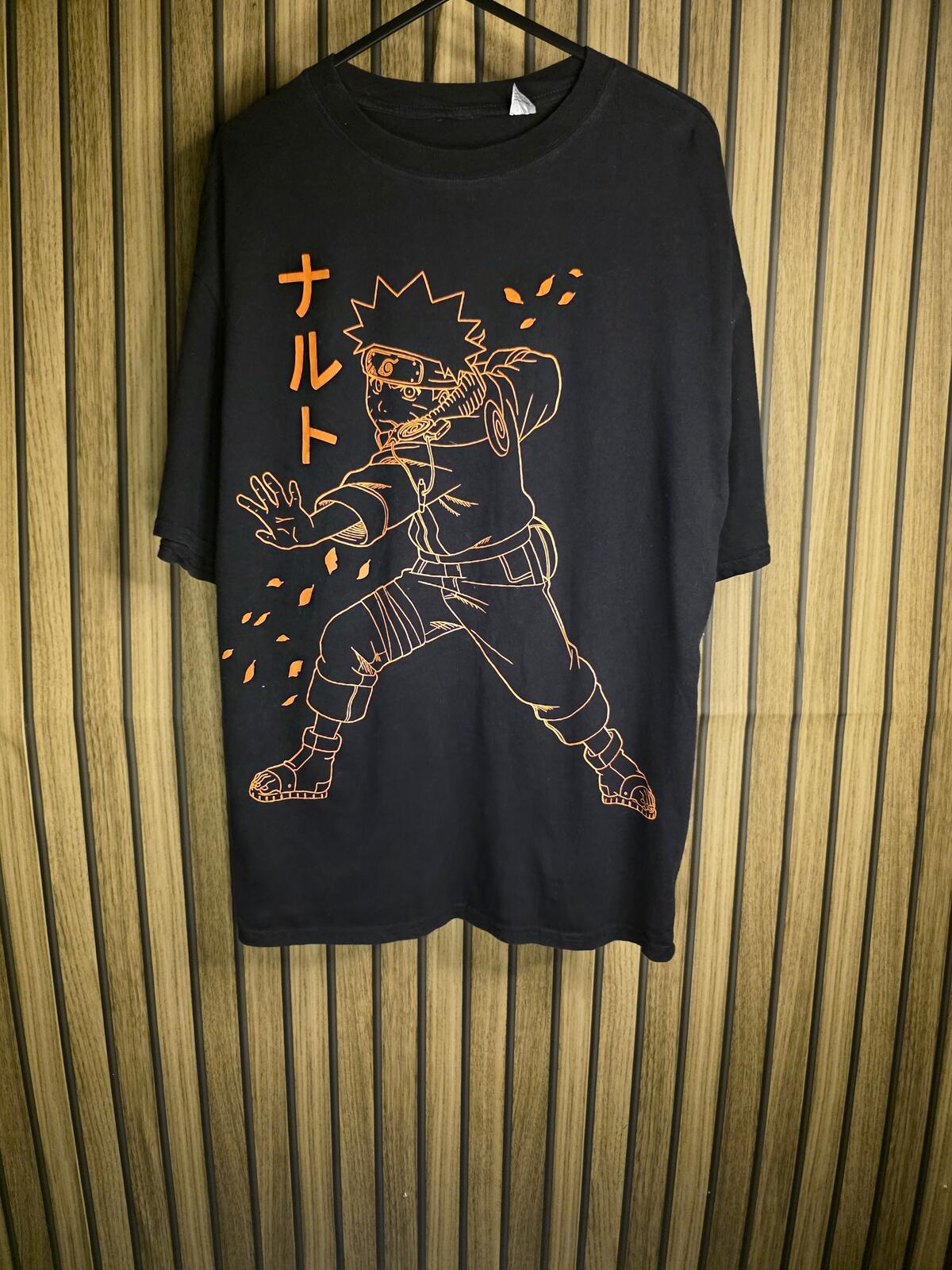 Naruto T-Shirt Black Orange Print Medium