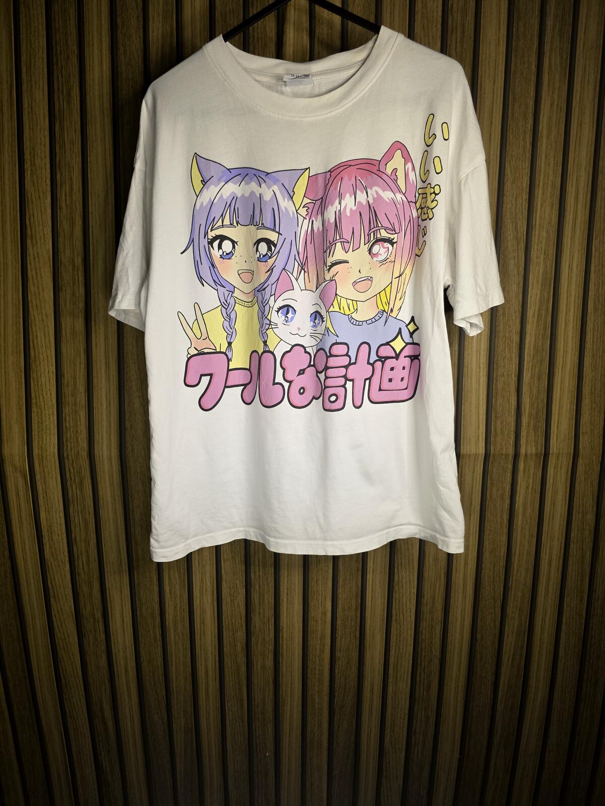 Zara Anime Graphic White T-Shirt Size 13-14