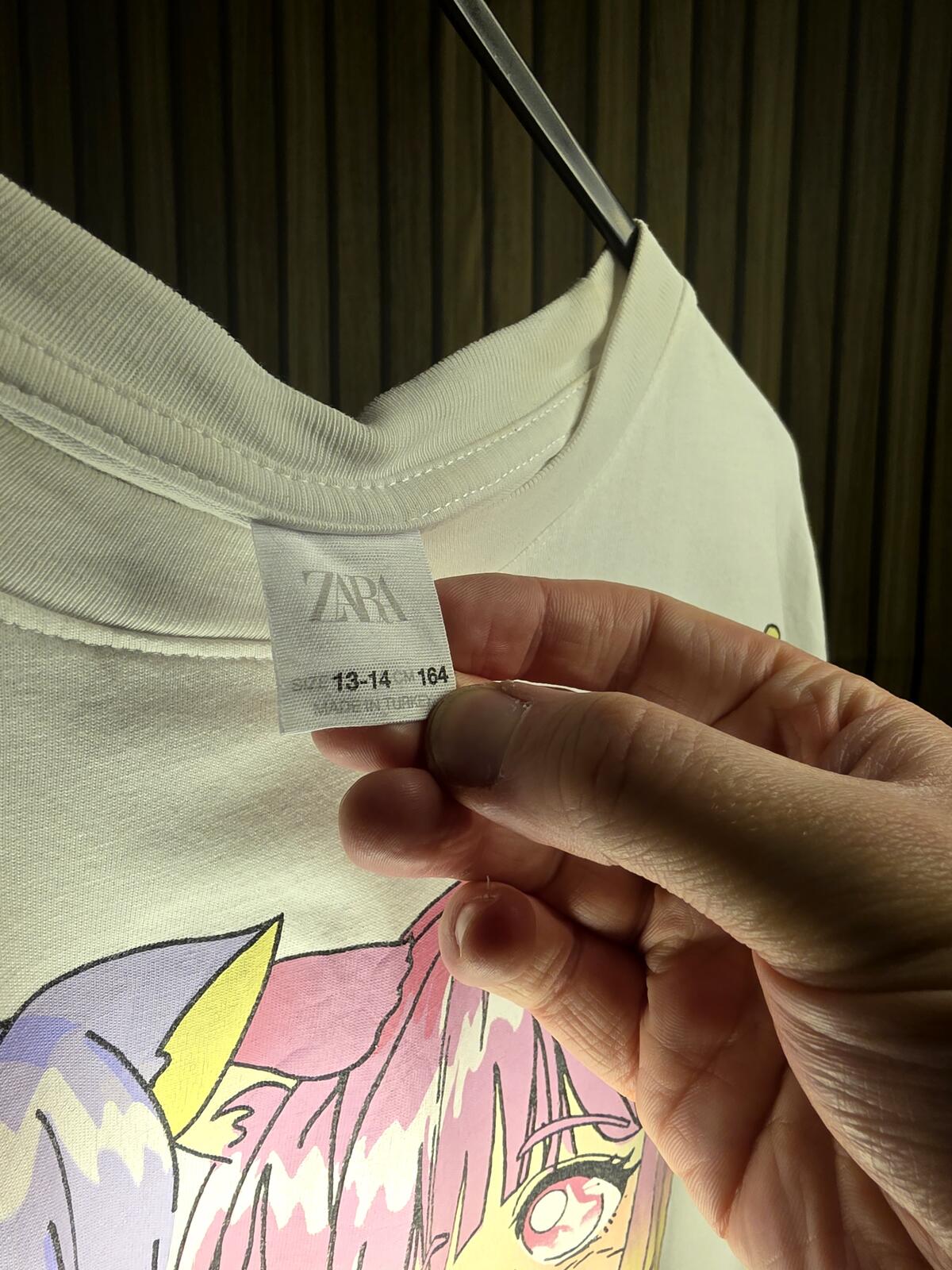 Zara Anime Graphic White T-Shirt Size 13-14
