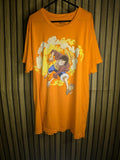 Orange Graphic Anime T-Shirt One Piece Luffy Print Size Regular Medium