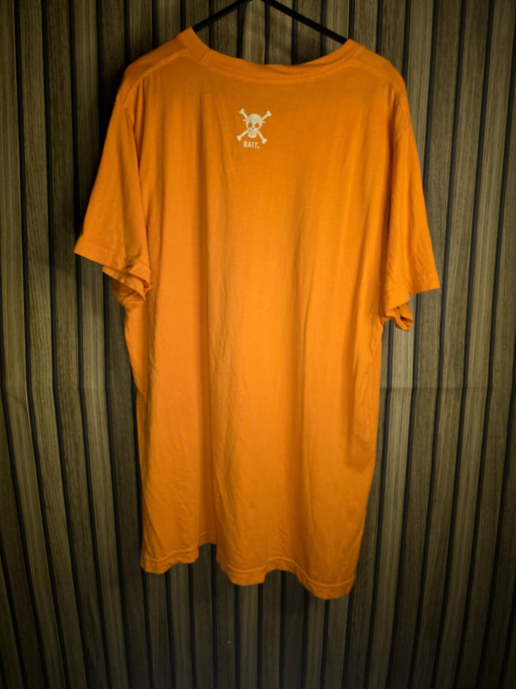 Orange Graphic Anime T-Shirt One Piece Luffy Print Size Regular Medium