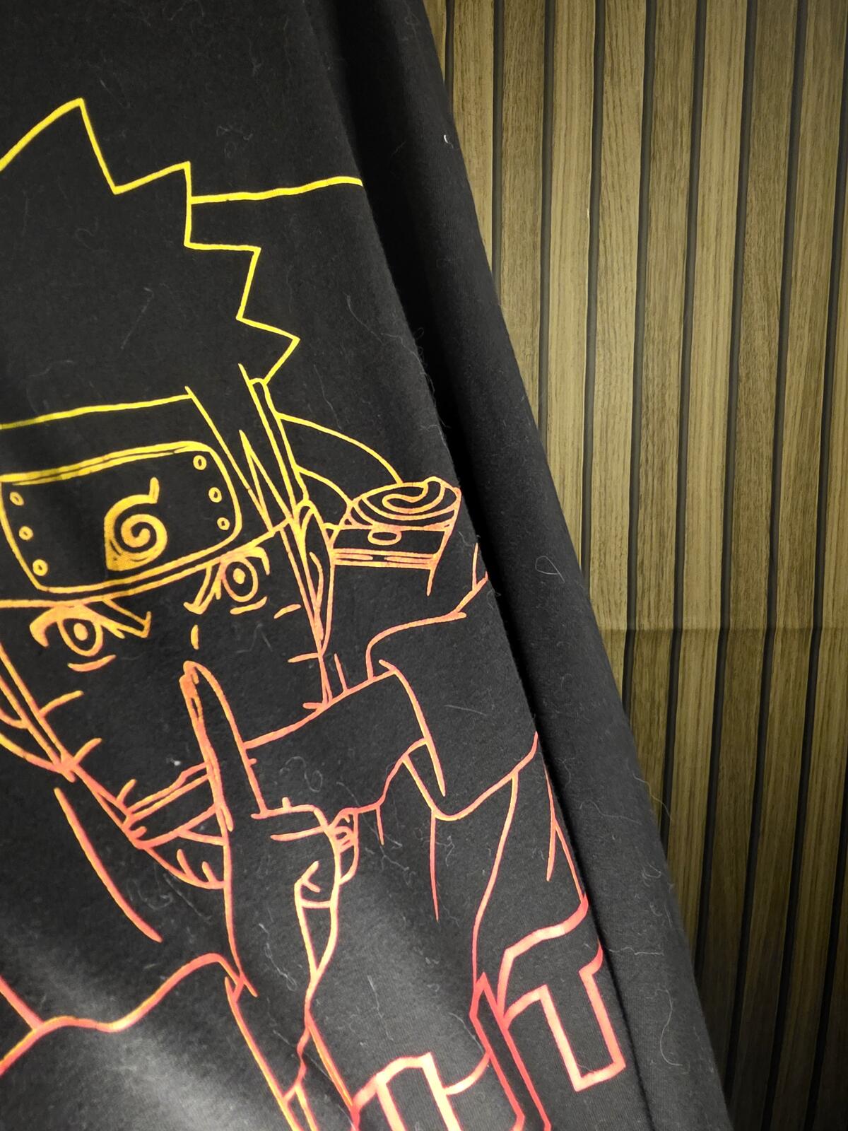 Naruto Graphic Black T-shirt Size XL Anime Character Print
