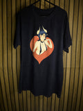 Black Graphic T-Shirt with Anime Character Print Size L