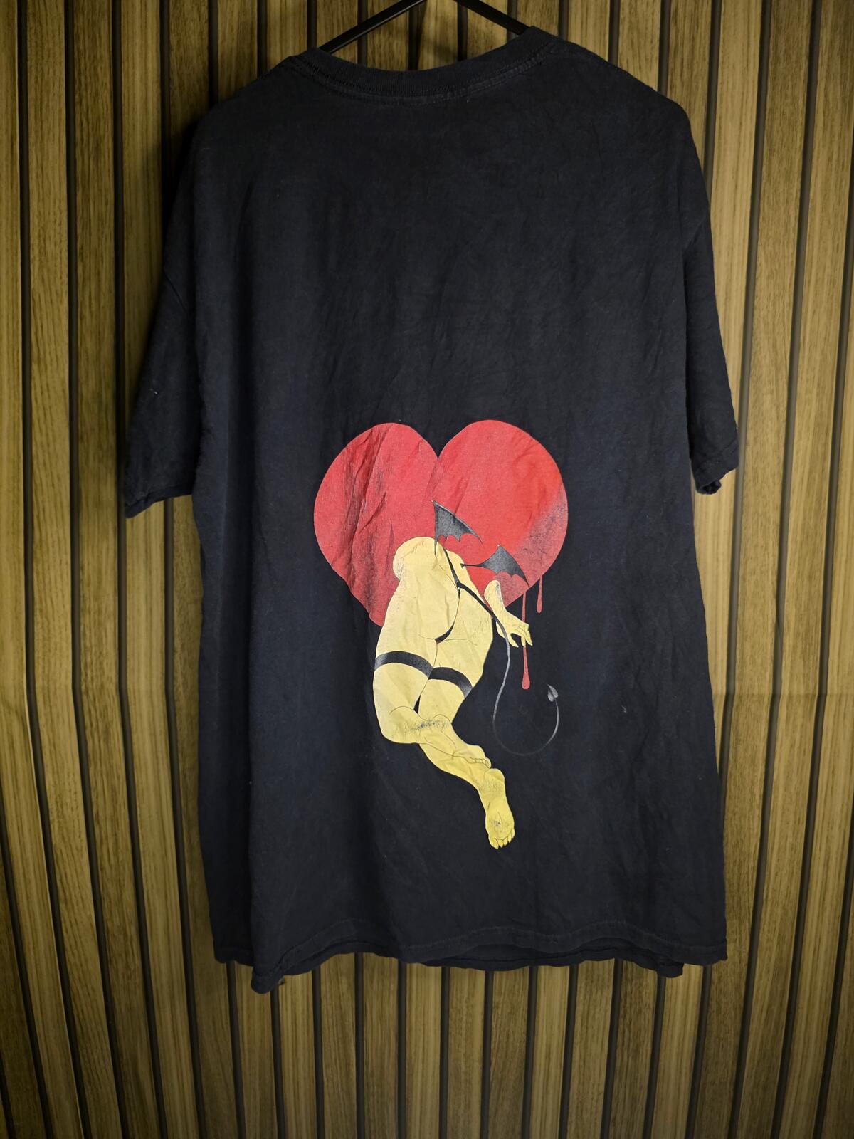Black Graphic T-Shirt with Anime Character Print Size L