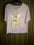 Sailor Moon Graphic T-Shirt Pink Tie Dye Medium Cropped Oversized