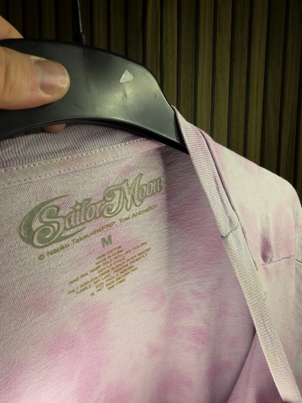 Sailor Moon Graphic T-Shirt Pink Tie Dye Medium Cropped Oversized