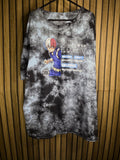 My Hero Academia Shoto Todoroki Tie-Dye Graphic T-Shirt Black Grey XL