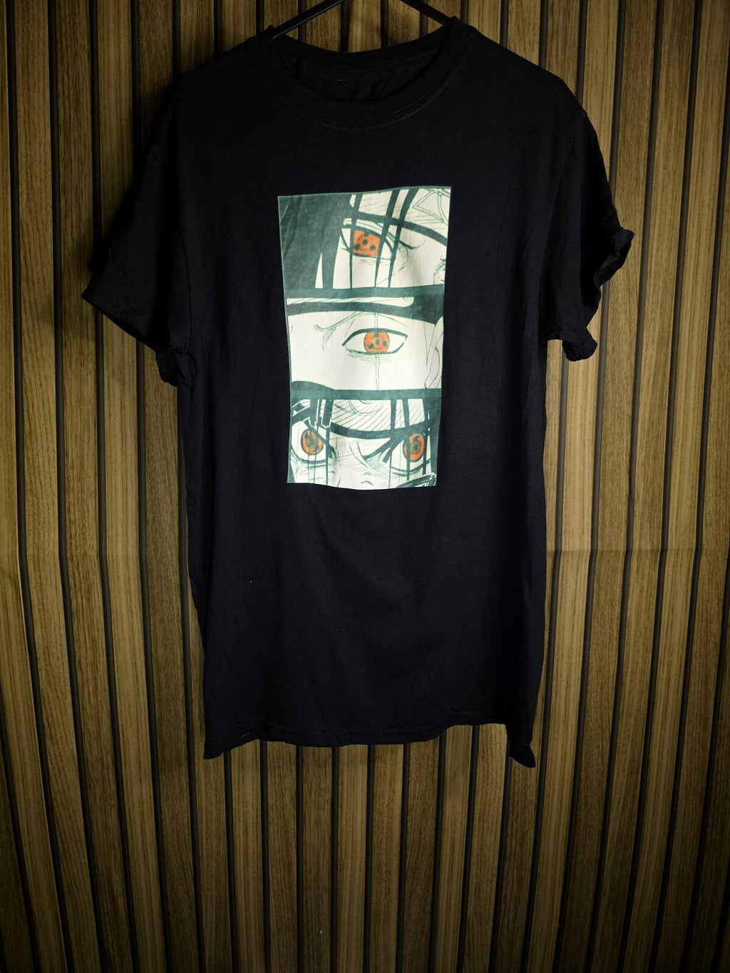 Naruto Anime Graphic Black T-Shirt with Eye Design Small