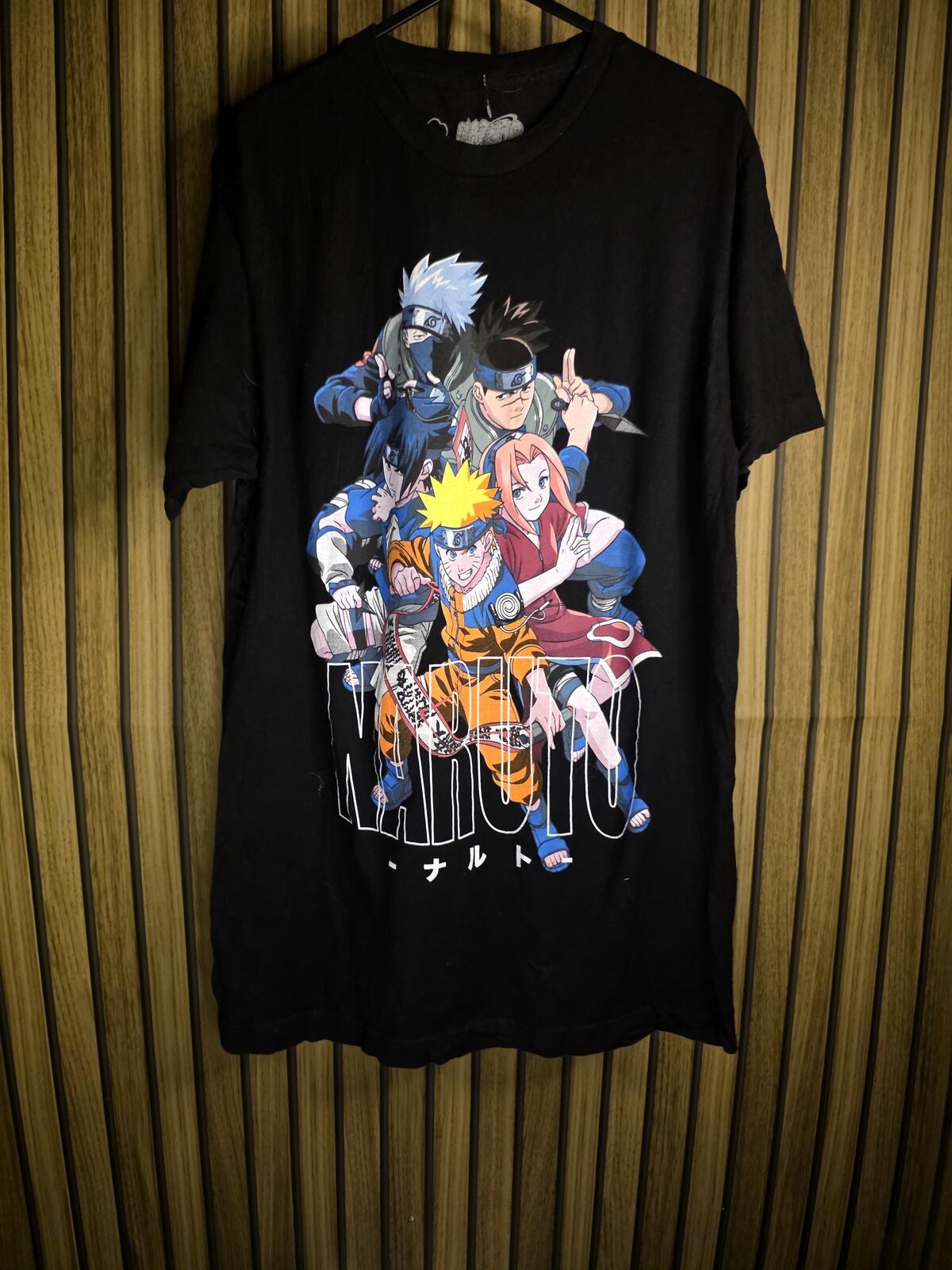 Naruto Graphic T-shirt Black Cotton Size M