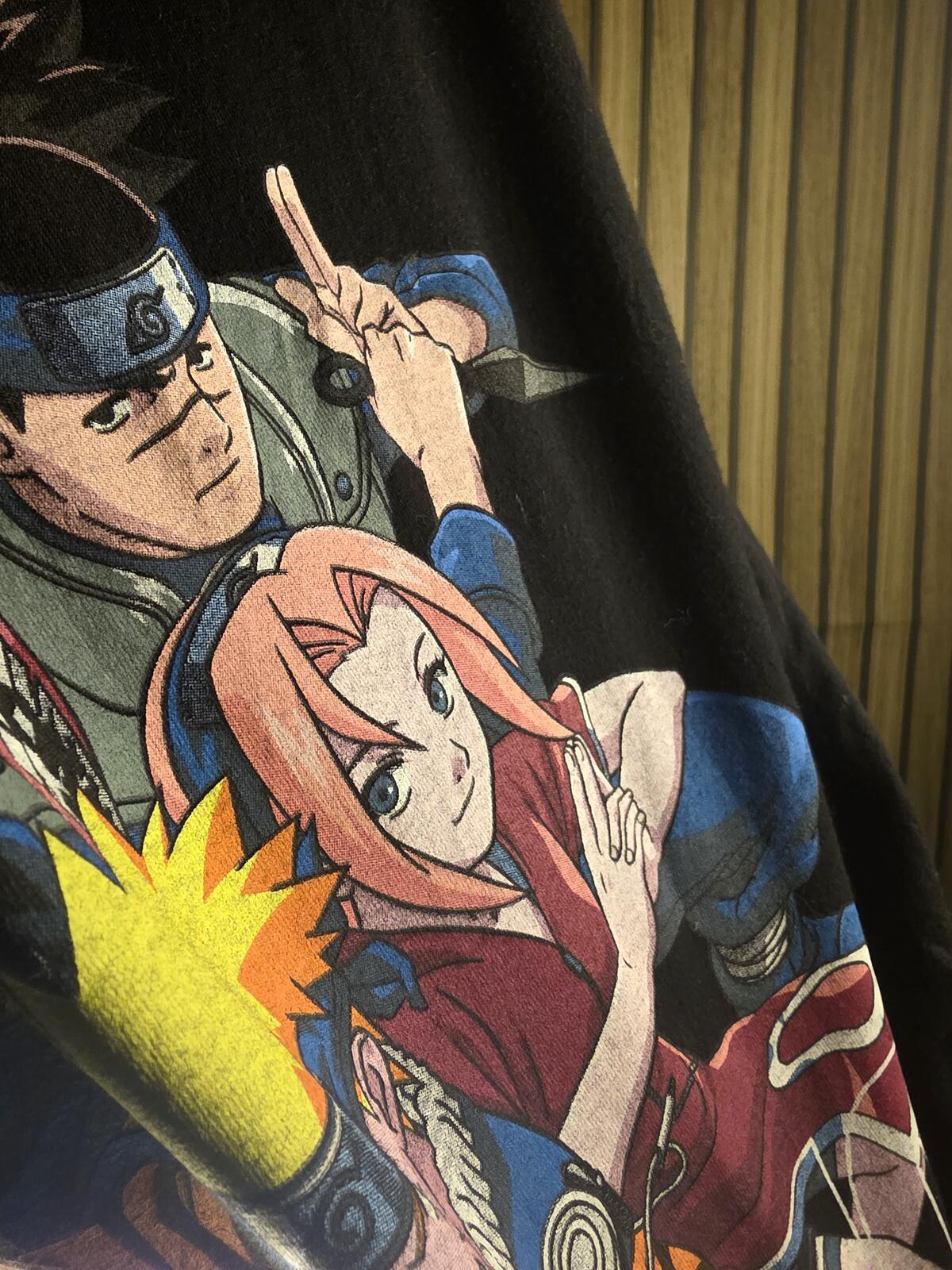 Naruto Graphic T-shirt Black Cotton Size M