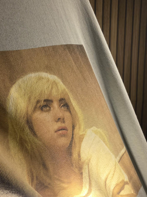 Billie Eilish Vintage Style T-Shirt Blonde Portrait Grey Small