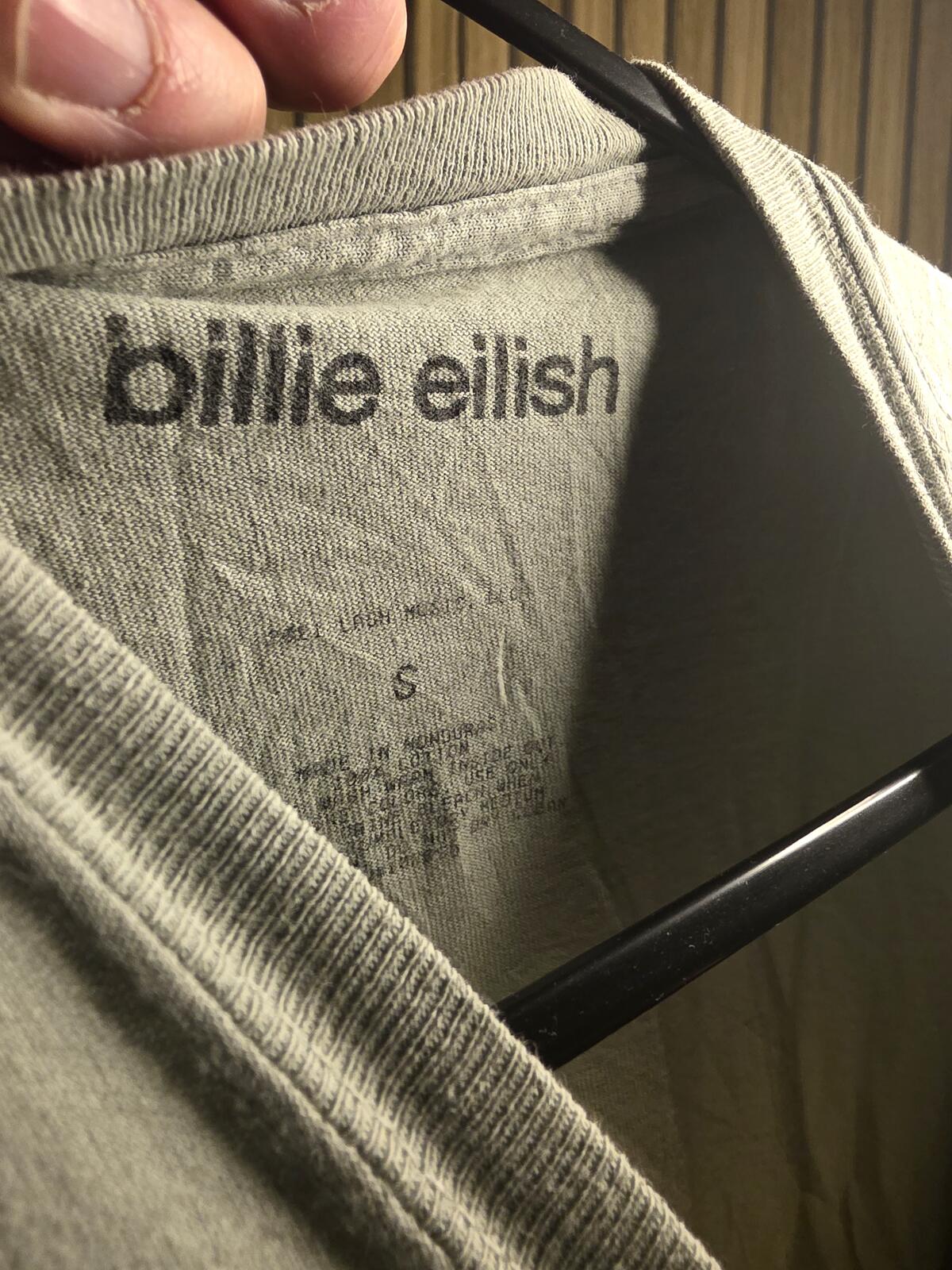 Billie Eilish Vintage Style T-Shirt Blonde Portrait Grey Small