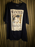 One Piece Monkey D. Luffy Wanted Poster T-Shirt Black XL