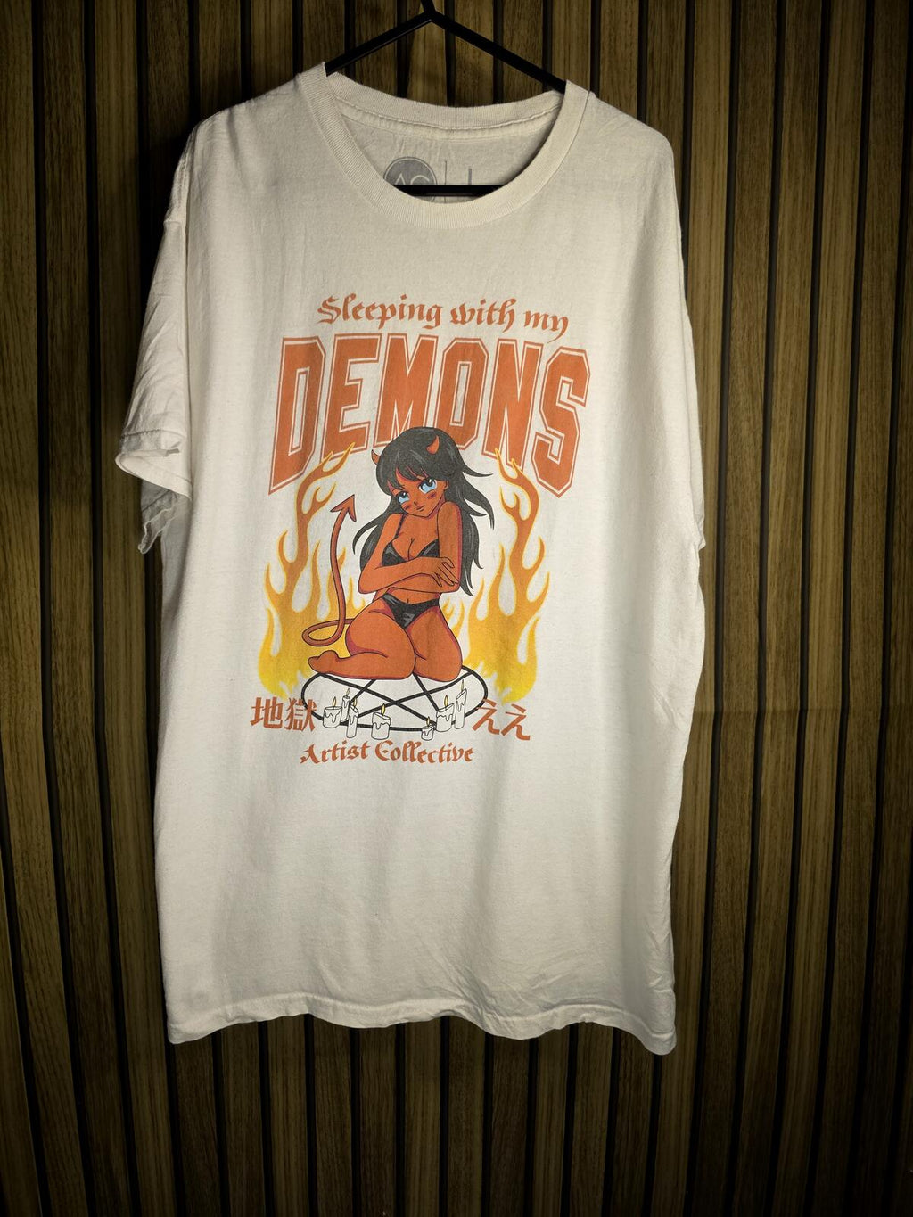 Artist Collective Sleeping with My Demons Graphic T-Shirt Cream Large