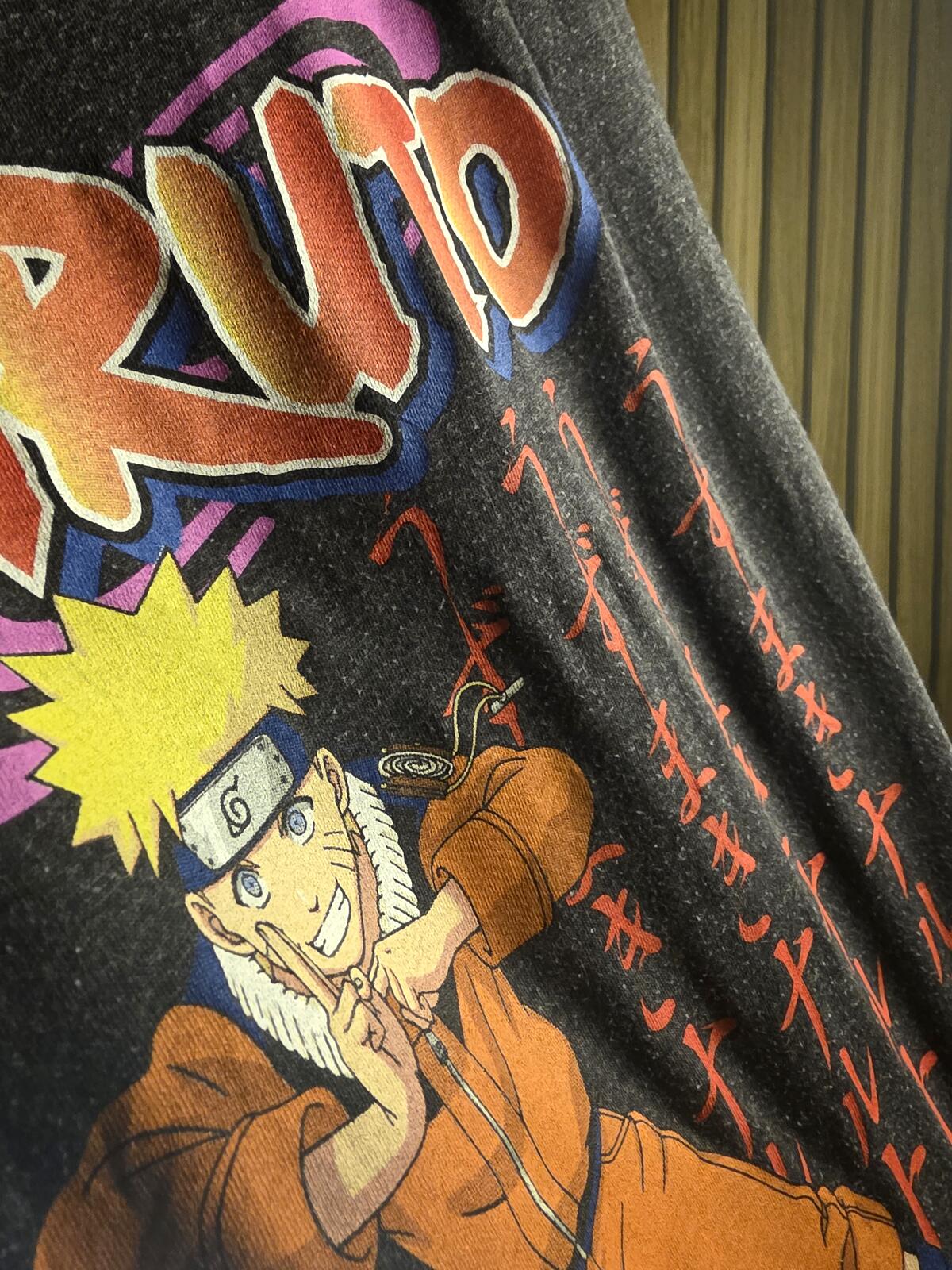 Naruto Graphic T-Shirt Anime Character Print Dark Grey Medium