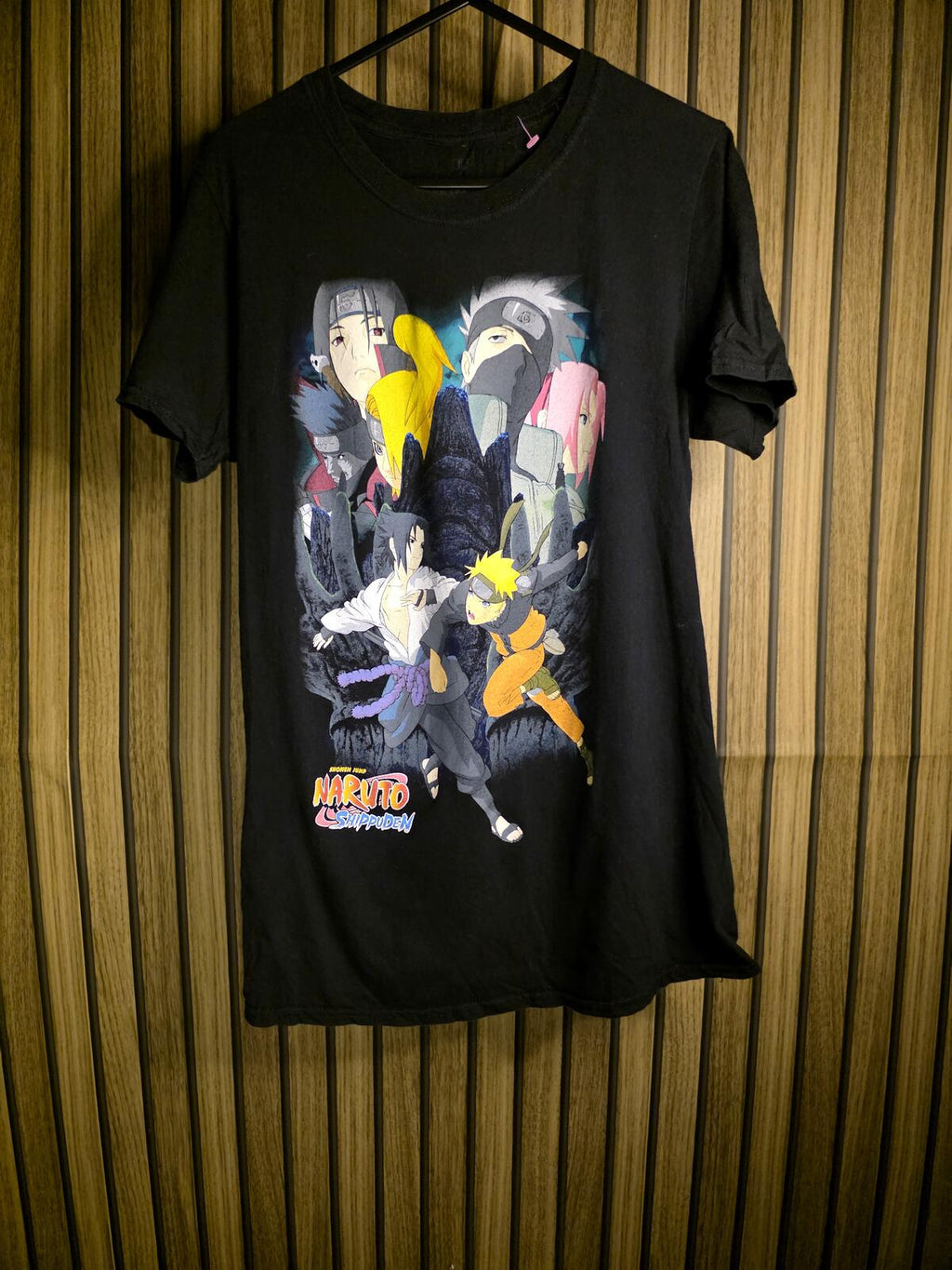 Naruto Graphic T-Shirt Black Anime Print Size M