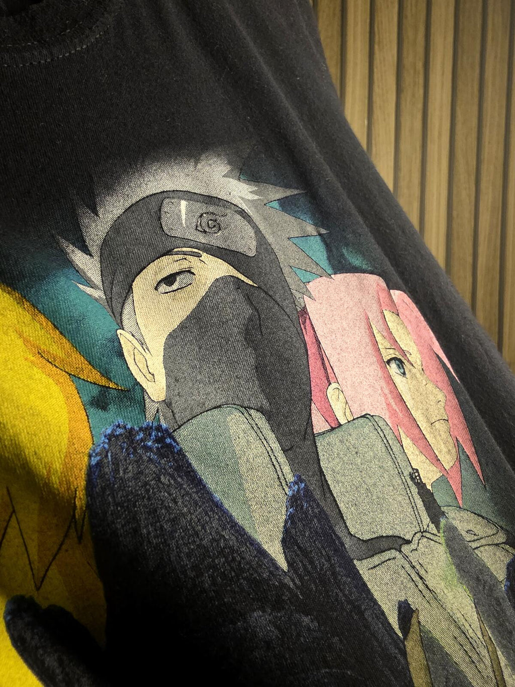 Naruto Graphic T-Shirt Black Anime Print Size M