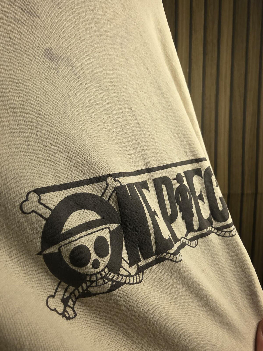 One Piece Graphic T-Shirt Cream Colour Small