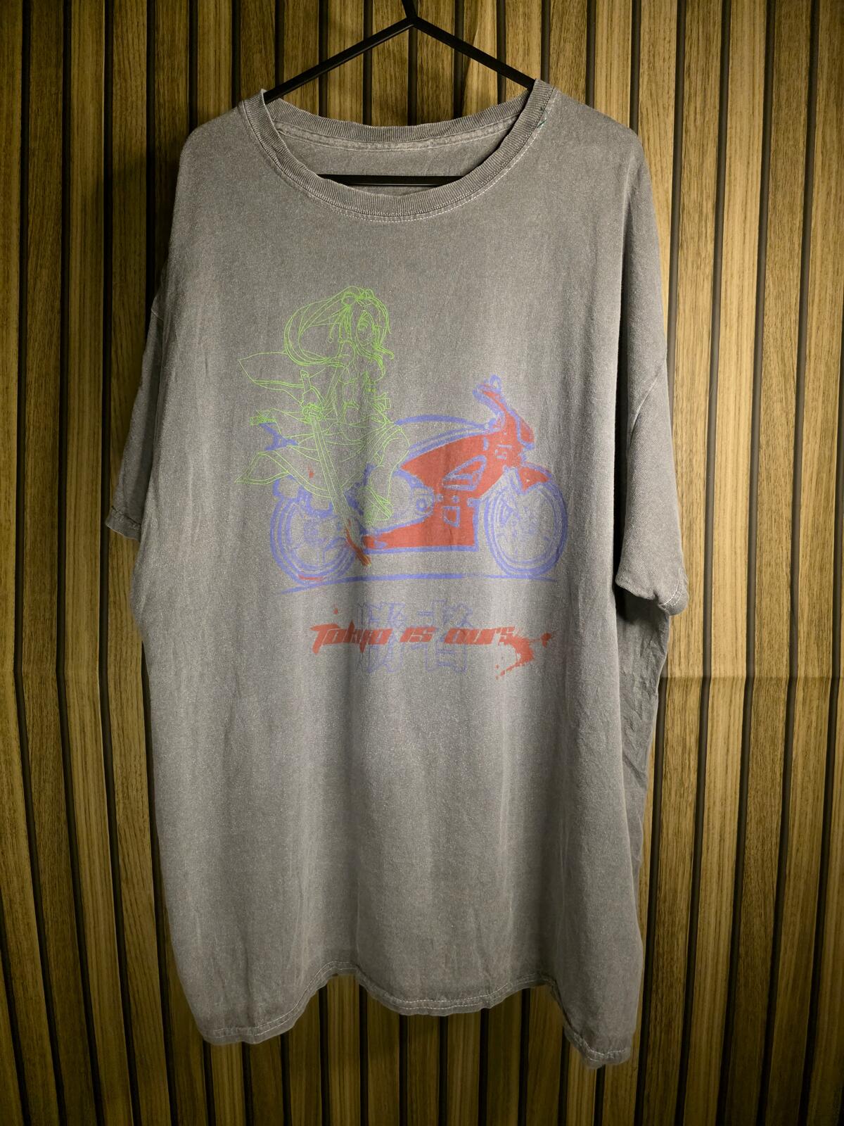 Vintage Graphic Motorcycle T-shirt Grey XXL Oversized