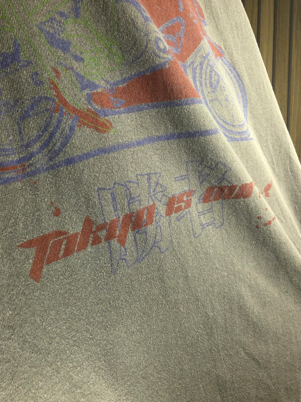 Vintage Graphic Motorcycle T-shirt Grey XXL Oversized