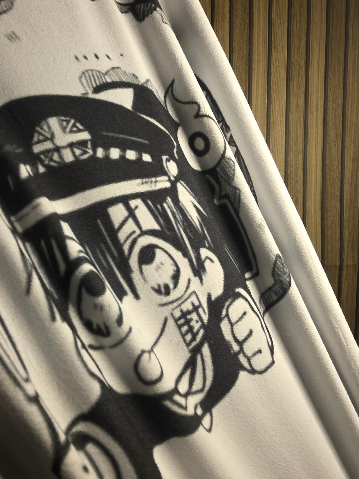 White Graphic Anime Character T-Shirt Size L