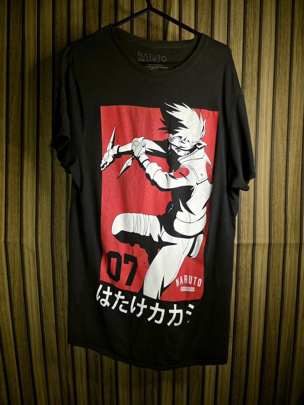 Naruto Graphic T-Shirt Kakashi Hatake Black Red Size M