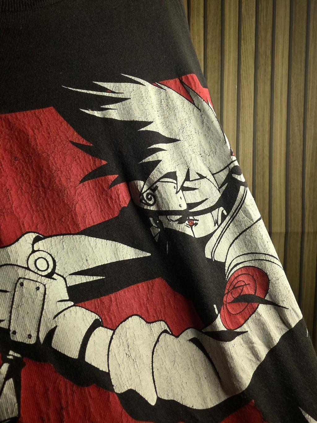 Naruto Graphic T-Shirt Kakashi Hatake Black Red Size M