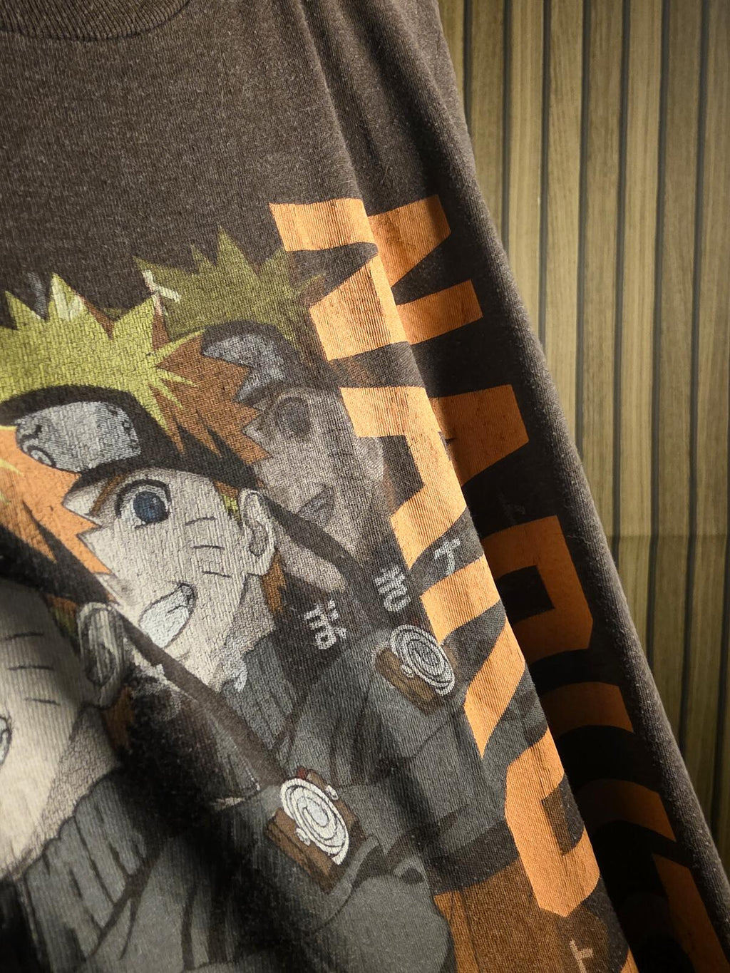 Naruto Graphic T-Shirt Brown Anime Size M