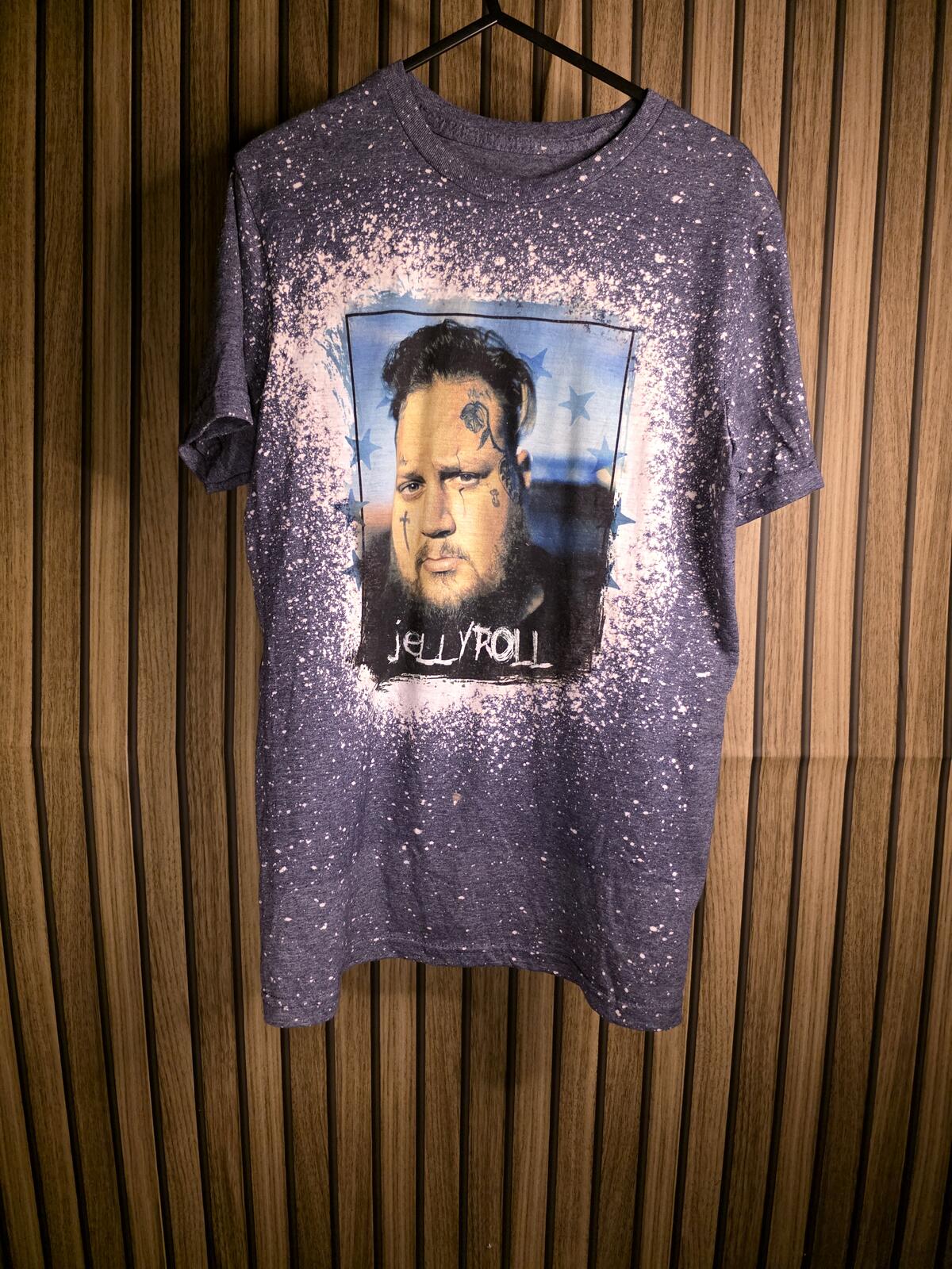 Jelly Roll Graphic T-Shirt Bleached Effect Purple Medium