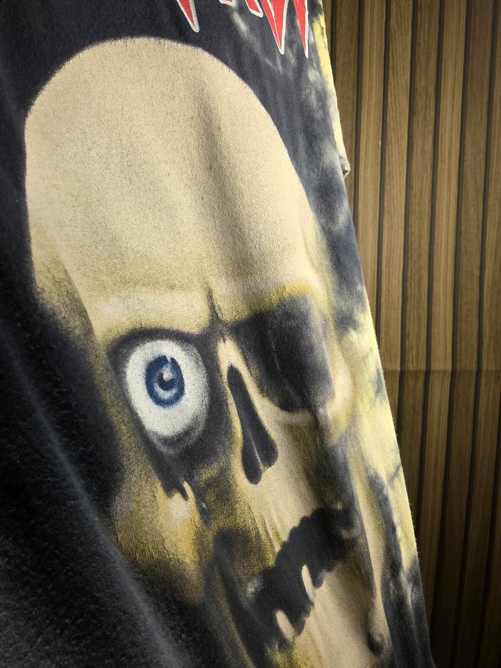 Tripp Acid Tie-Dye Skull Graphic T-Shirt Yellow Black Size L