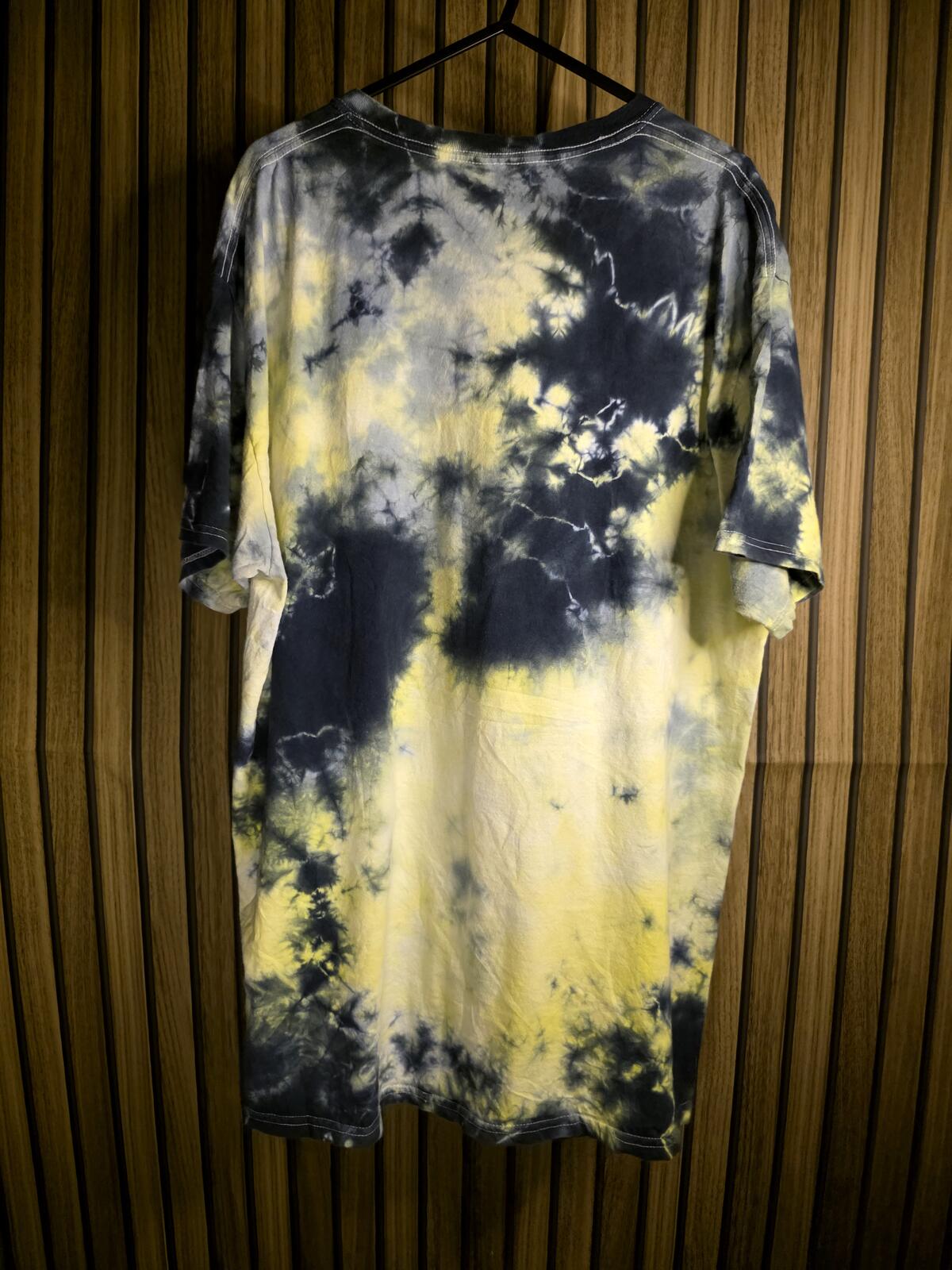 Tripp Acid Tie-Dye Skull Graphic T-Shirt Yellow Black Size L