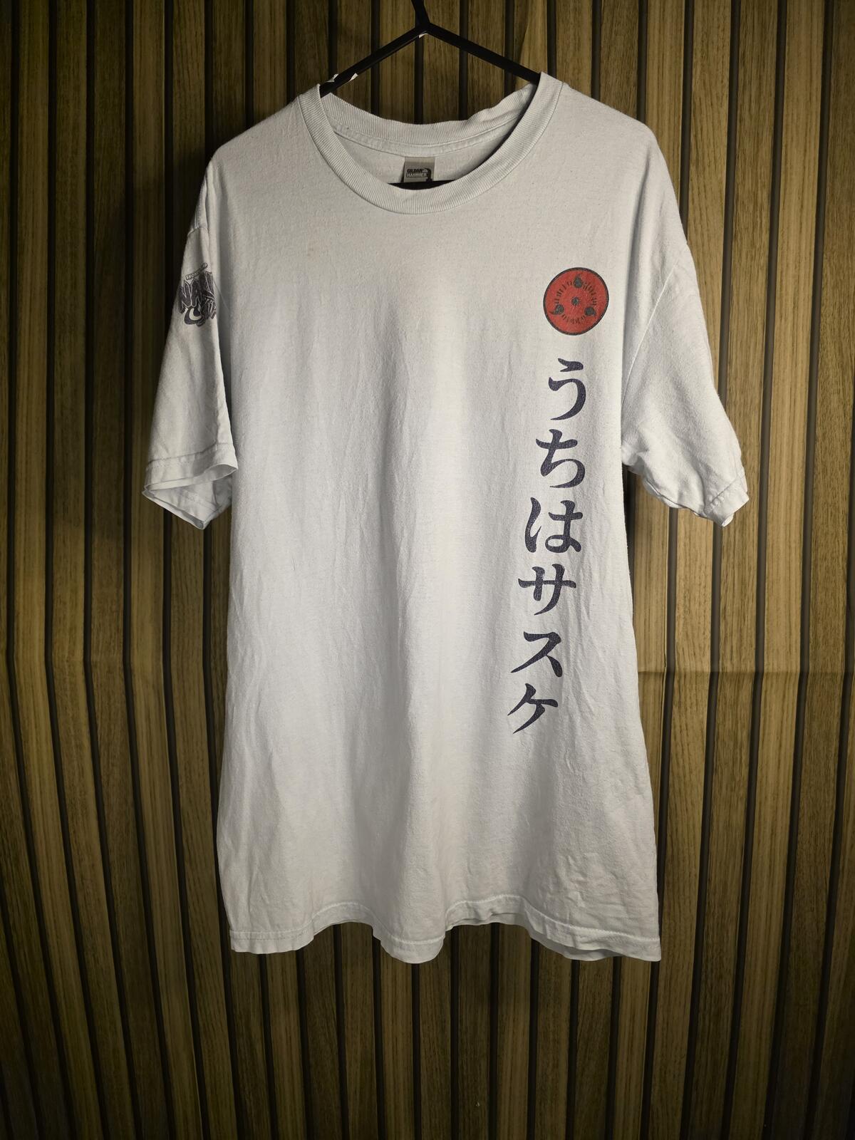 Naruto Gildan Hammer Uchiha Sasuke Graphic T-Shirt White Medium