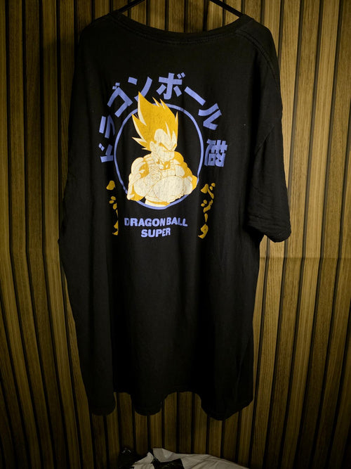 Black Graphic T-Shirt with Yellow Cartoon Print Size XXL