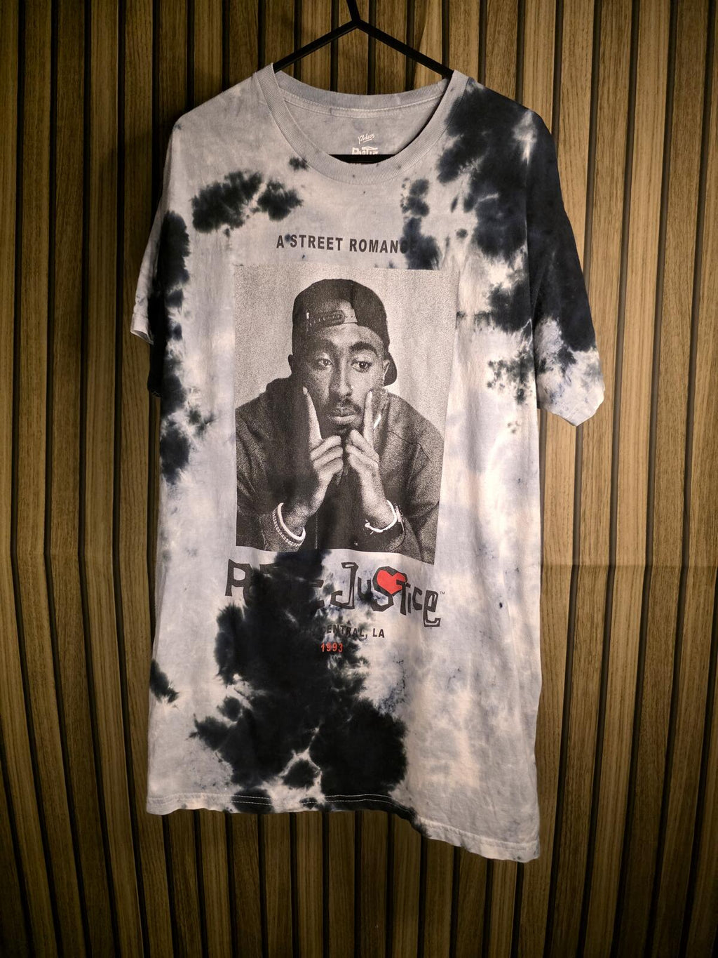Philos Basic Justice Tupac Black and White Tie-Dye T-Shirt Size S