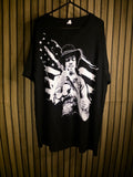 Jimi Hendrix American Flag Black and White T-Shirt Large