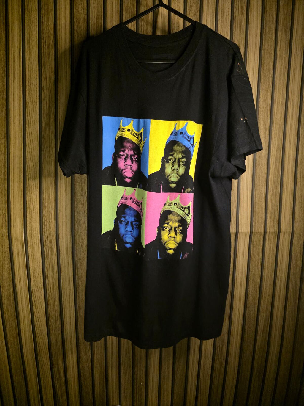 Vintage Graphic T-shirt Biggie Smalls Pop Art Black Small