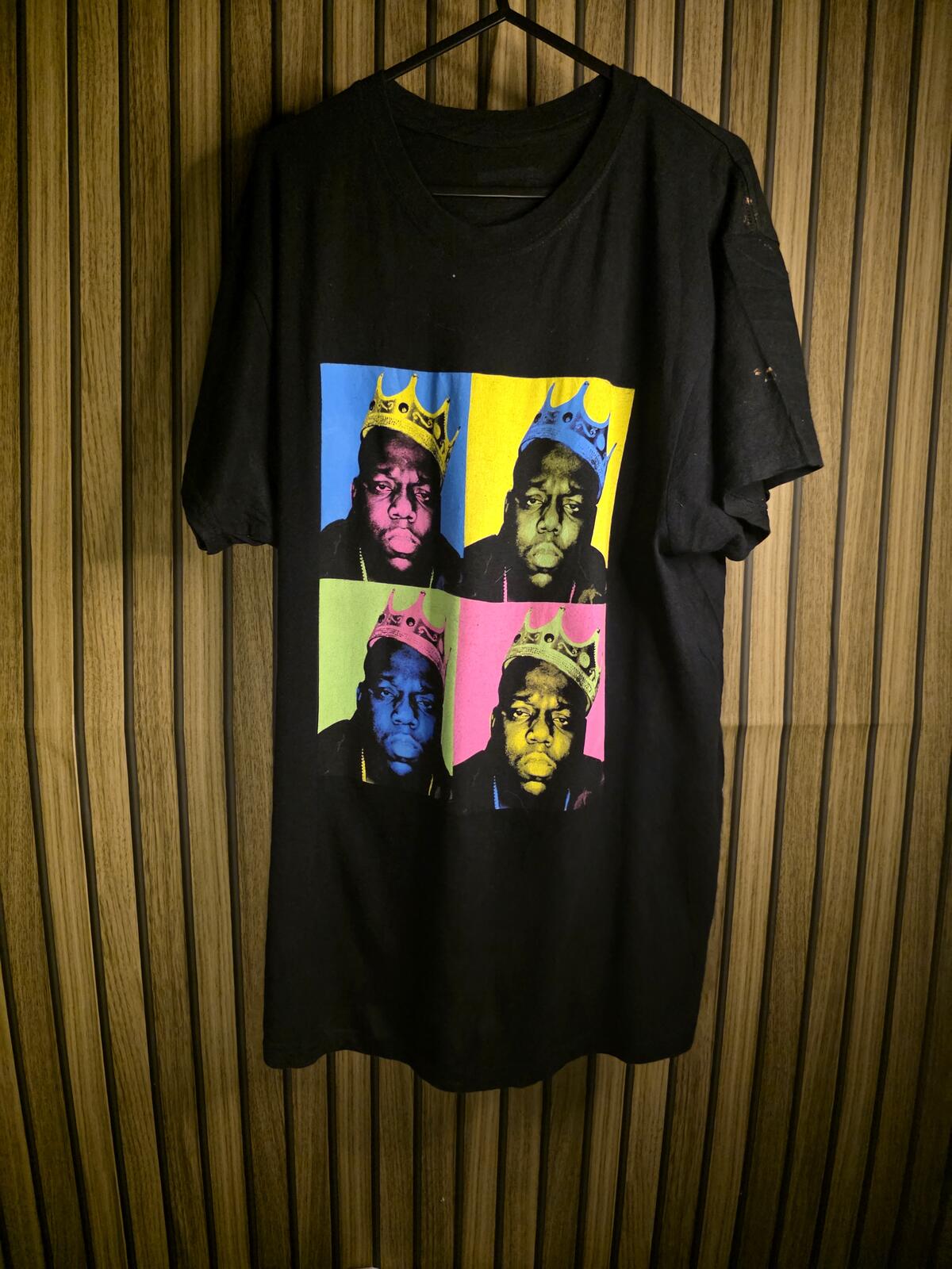Vintage Graphic T-shirt Biggie Smalls Pop Art Black Small