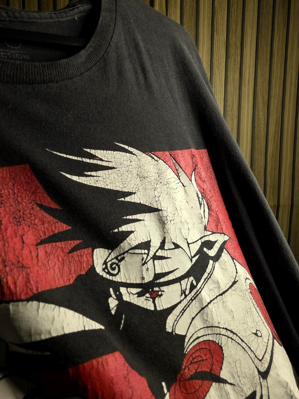 Naruto Graphic T-shirt Kakashi Character Black Red Regular XL